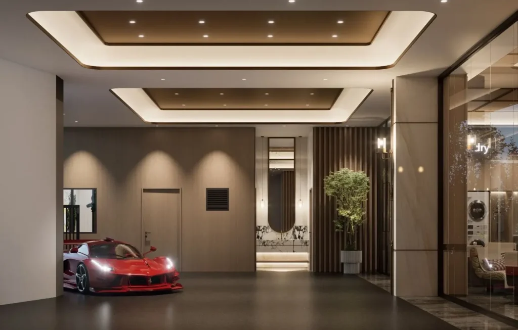 Premium lobby and private parking area at Aether Residences Westlands featuring high-end finishes and secure access.