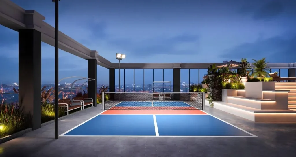 Rooftop sky court and luxury amenities at Aether Residences Westlands Nairobi with panoramic city skyline views.