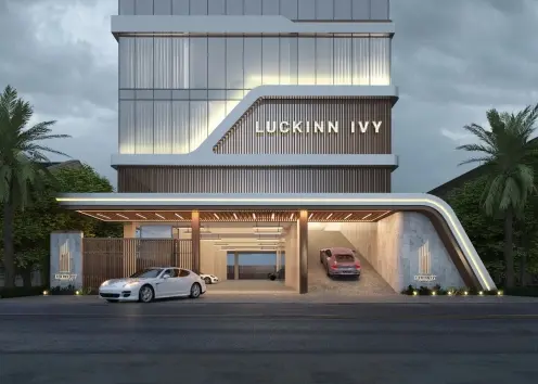 Main entrance and drop-off area at Luckinn Ivy Residence Parklands Nairobi with modern architectural design