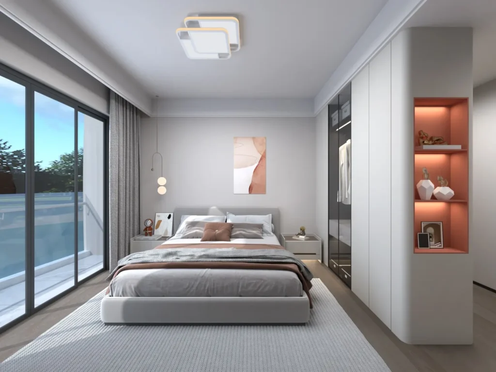 Spacious bedroom at Clermont Residence luxury apartments in Westlands Nairobi.