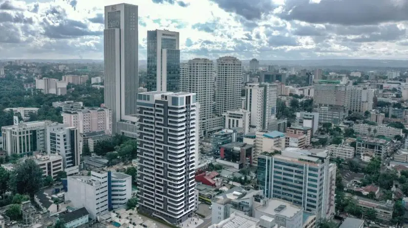 Capella Residency Westlands aerial view of modern apartment tower Nairobi skyline