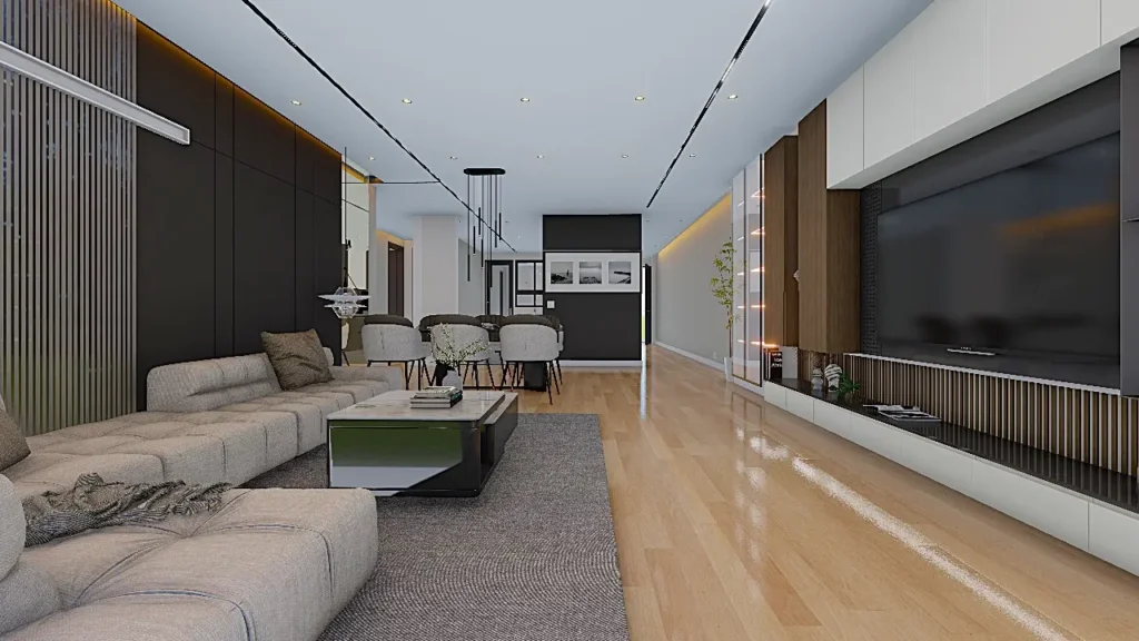 Luxury living room interior with modern finishes in Kilimani apartment near Yaya Centre Nairobi
