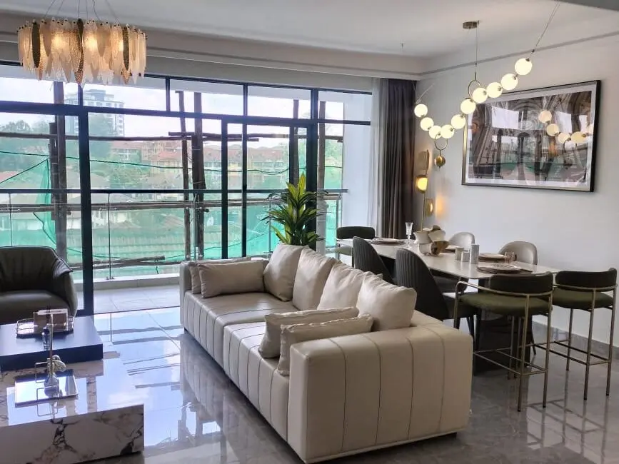 Spacious living room with balcony access at Riara One Residency Kilimani apartment